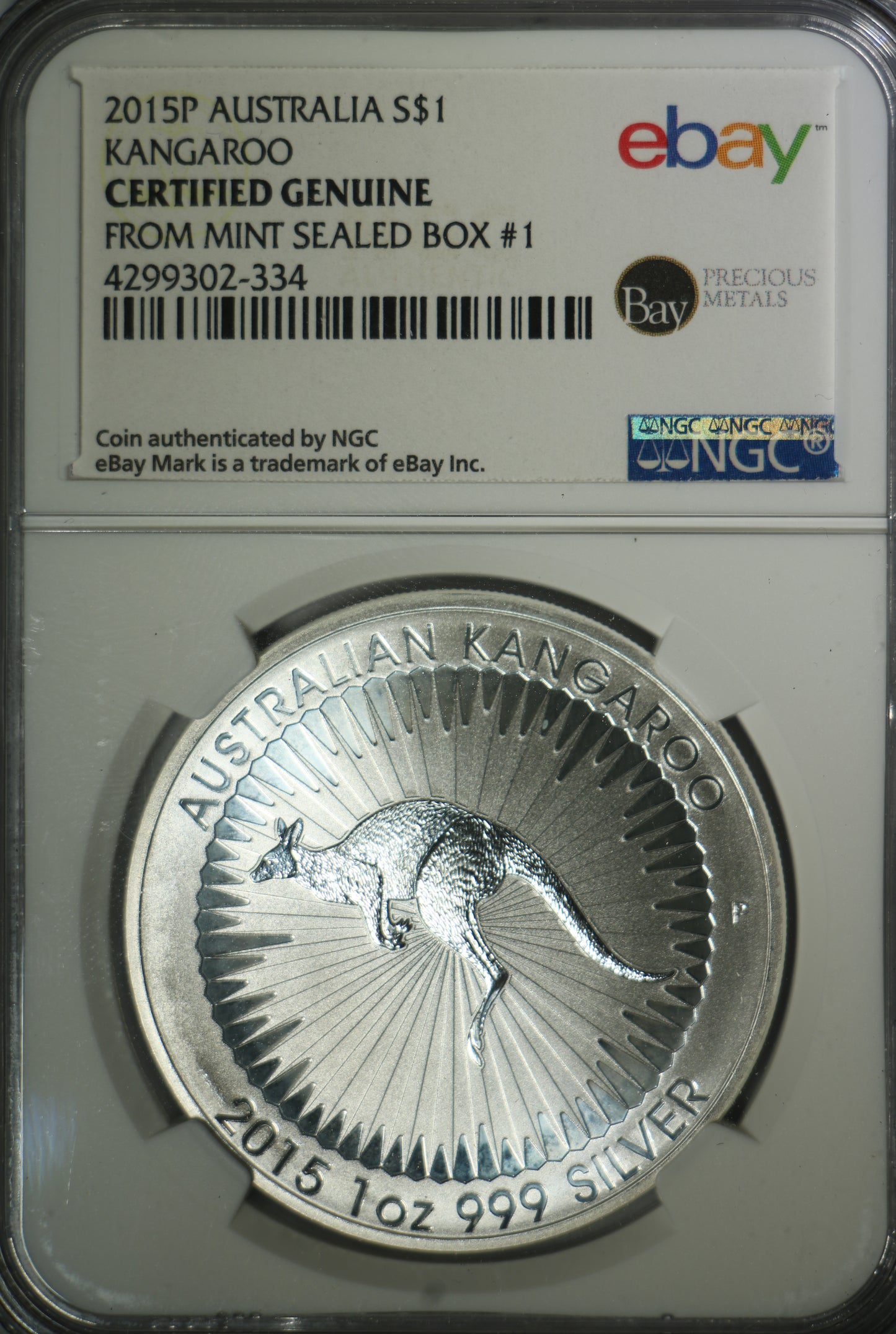 2015P NGC Australian Silver Kangaroo From Mint Sealed Box #1 eBay Label 1oz