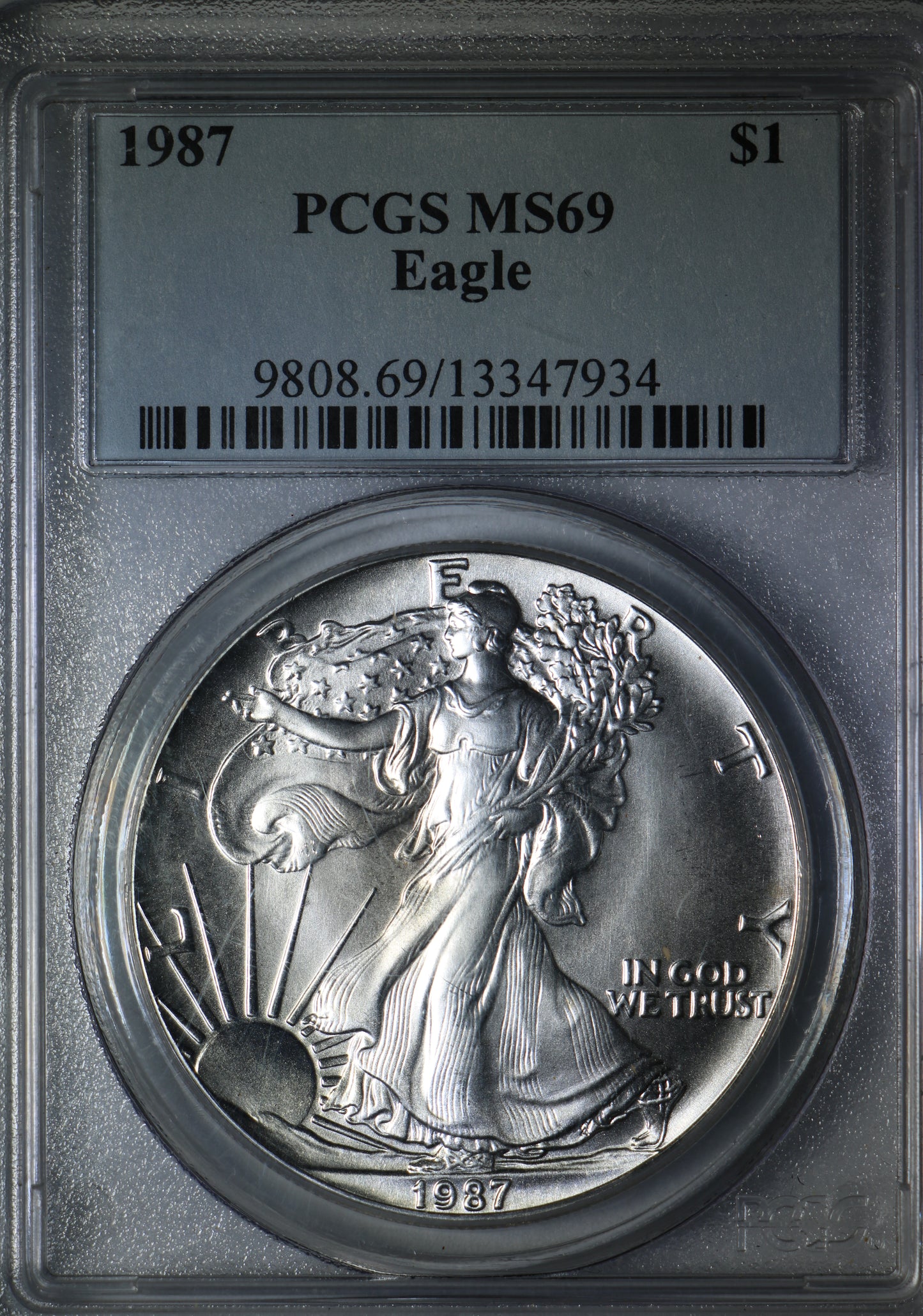 1987 MS69 PCGS American Silver Eagle