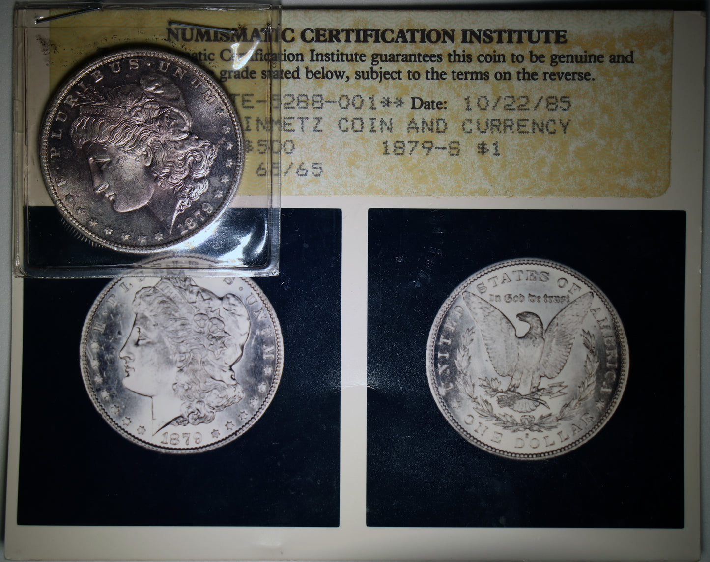 1879-S MS65 Vintage NCI Morgan Silver Dollar Graded in 1985