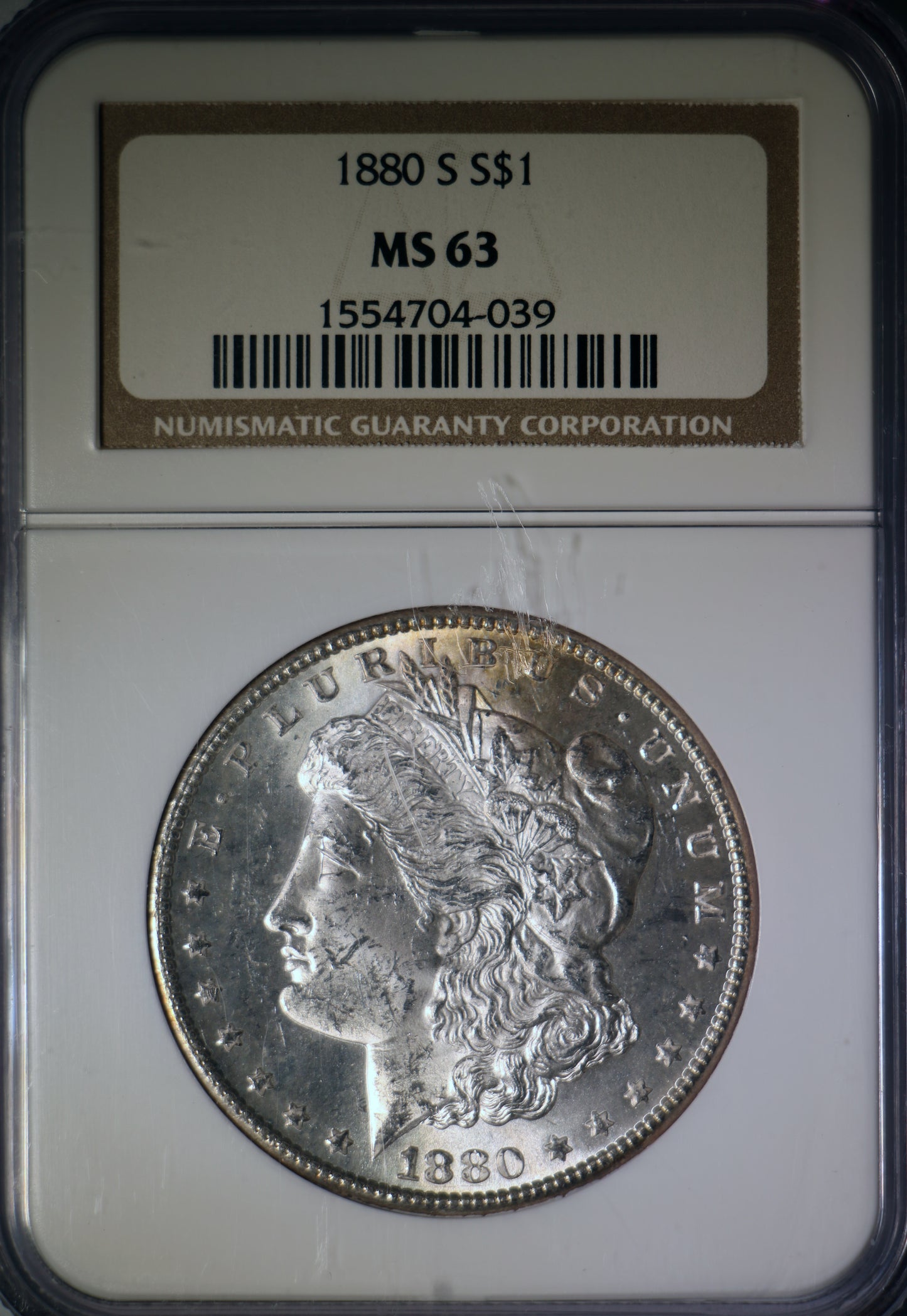 1880-S MS63 NGC Morgan Silver Dollar Classic Brown Label