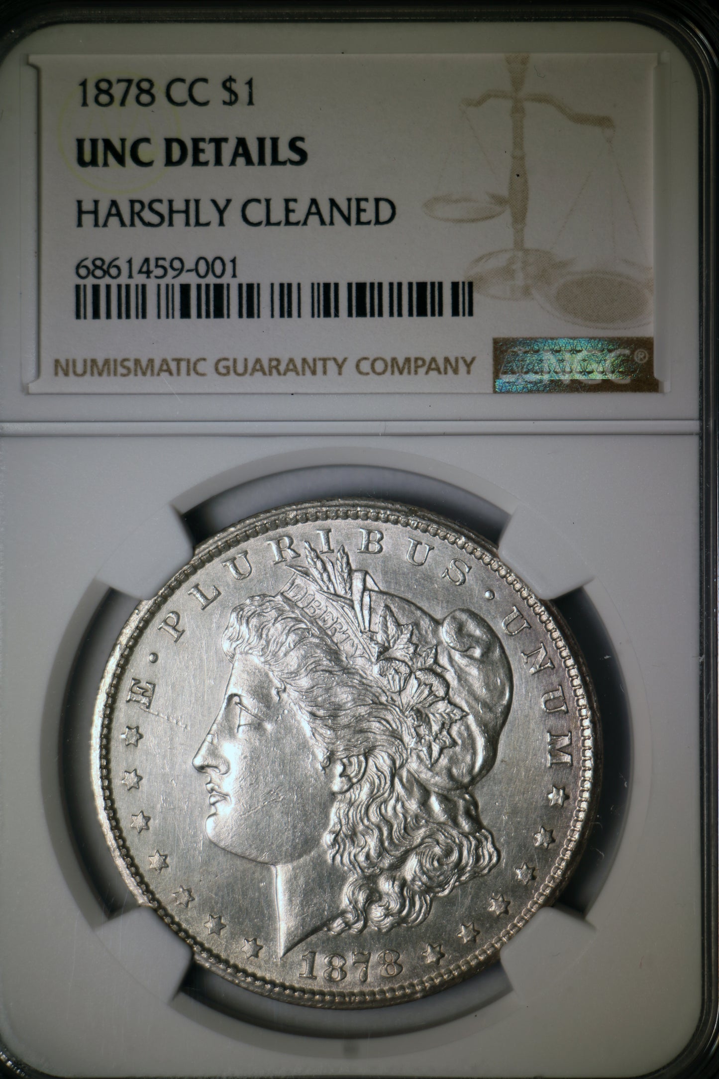 1878-CC NGC UNC Details Harshly Cleaned Morgan Silver Dollar Carson City