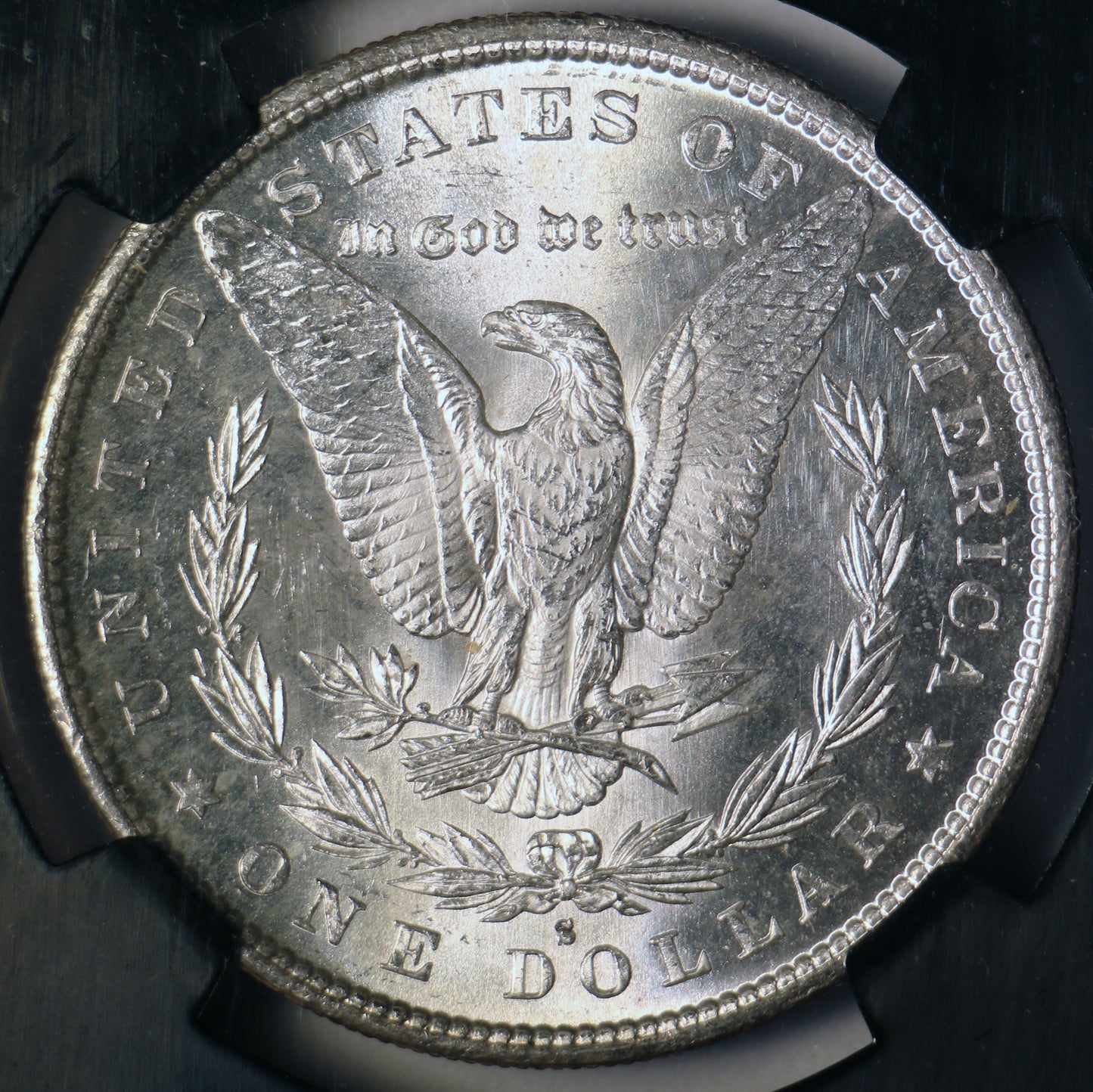 1880-S NGC MS64 Morgan Silver Dollar Black Core 25th Anniversary Label