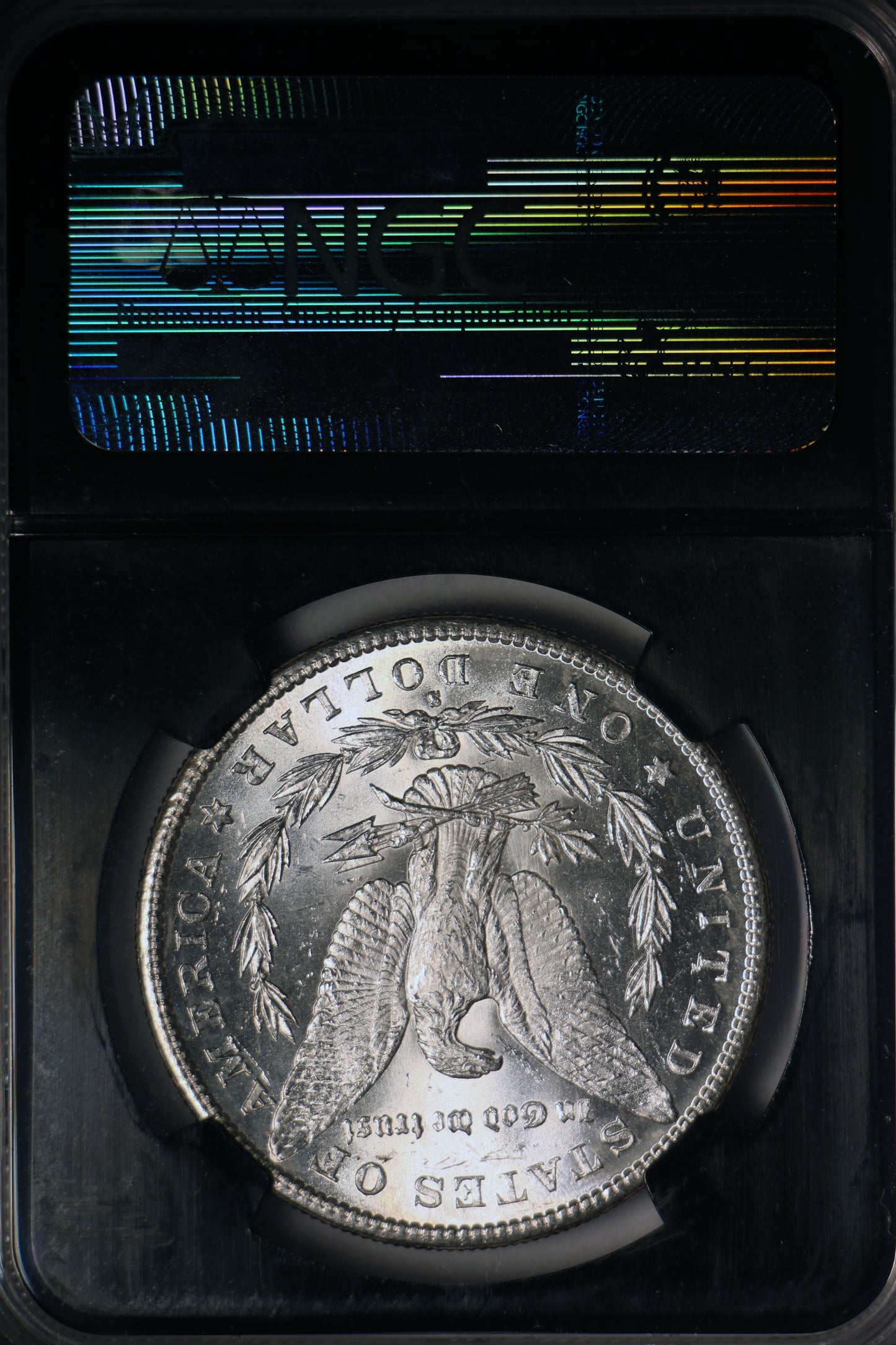 1881-S NGC MS64 Morgan Silver Dollar Black Core 25th Anniversary Label