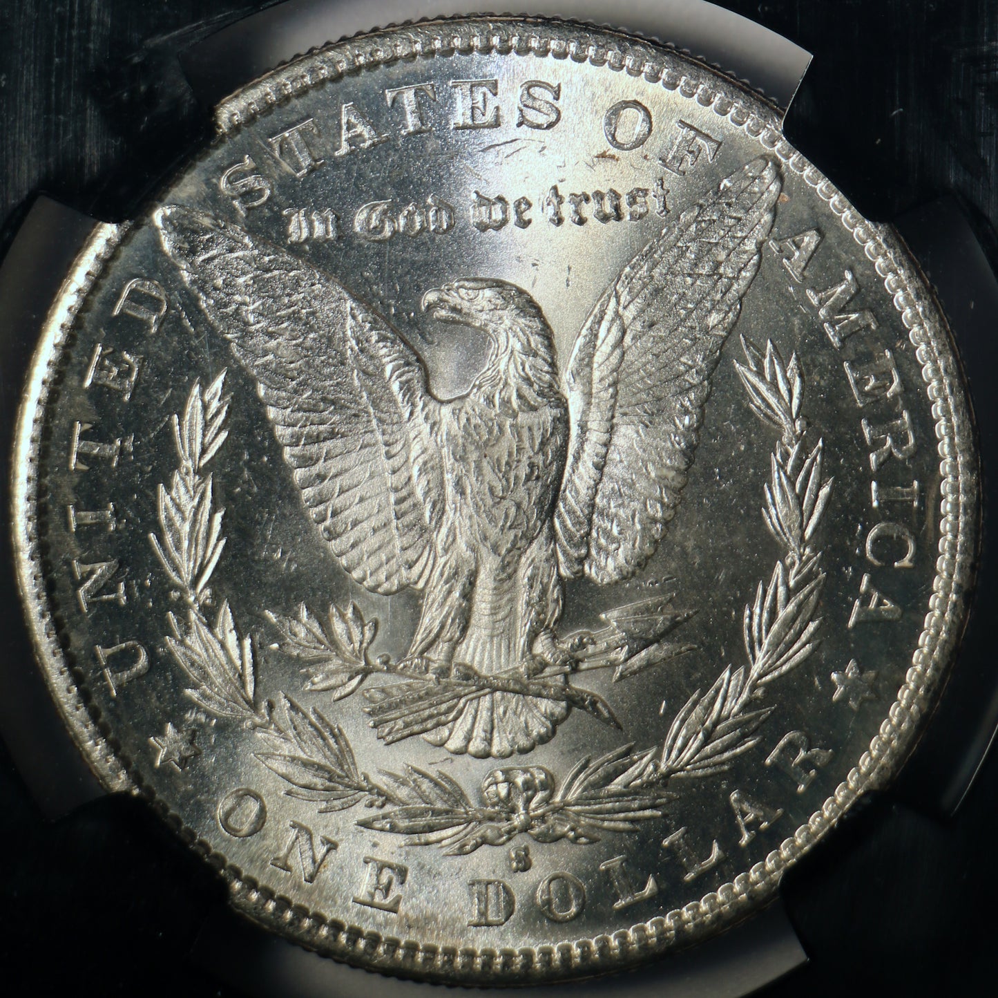 1881-S NGC MS64 Morgan Silver Dollar Black Core 25th Anniversary Label