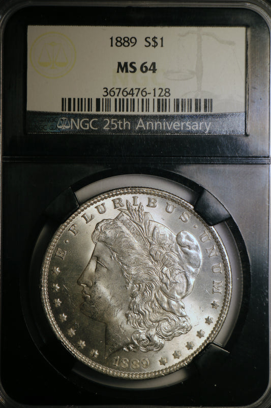 1889 NGC MS64 Morgan SIlver Dollar Black Core 25th Anniversary Label