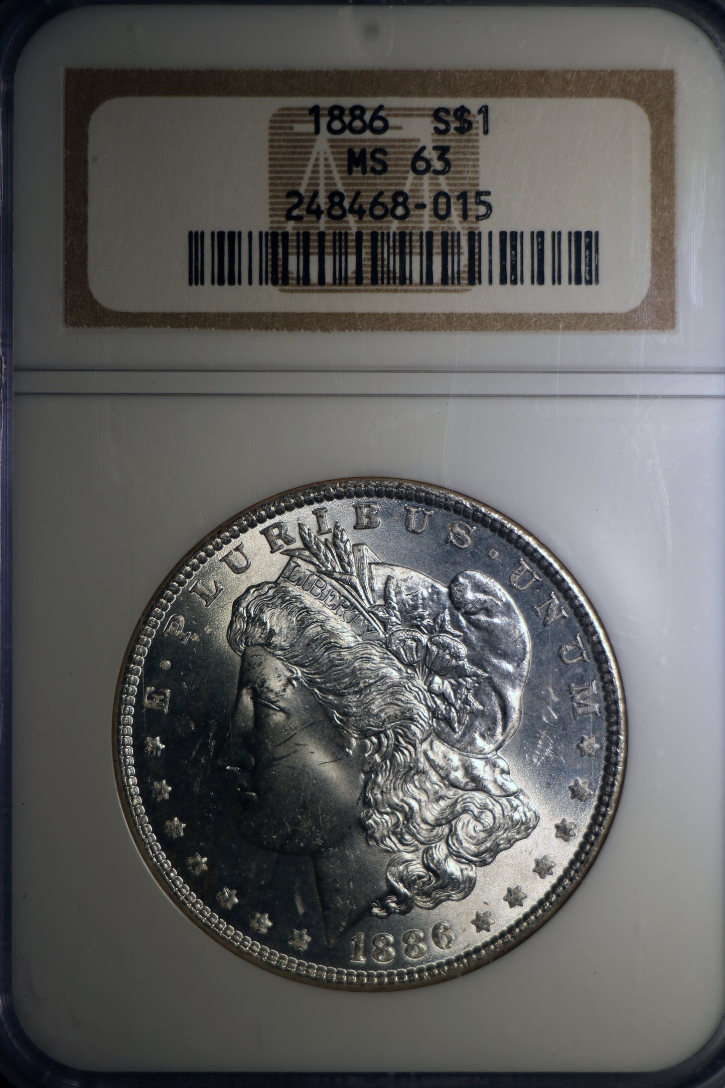 1886 NGC MS63 Morgan Silver Dollar Gem Unc Old Fatty Holder