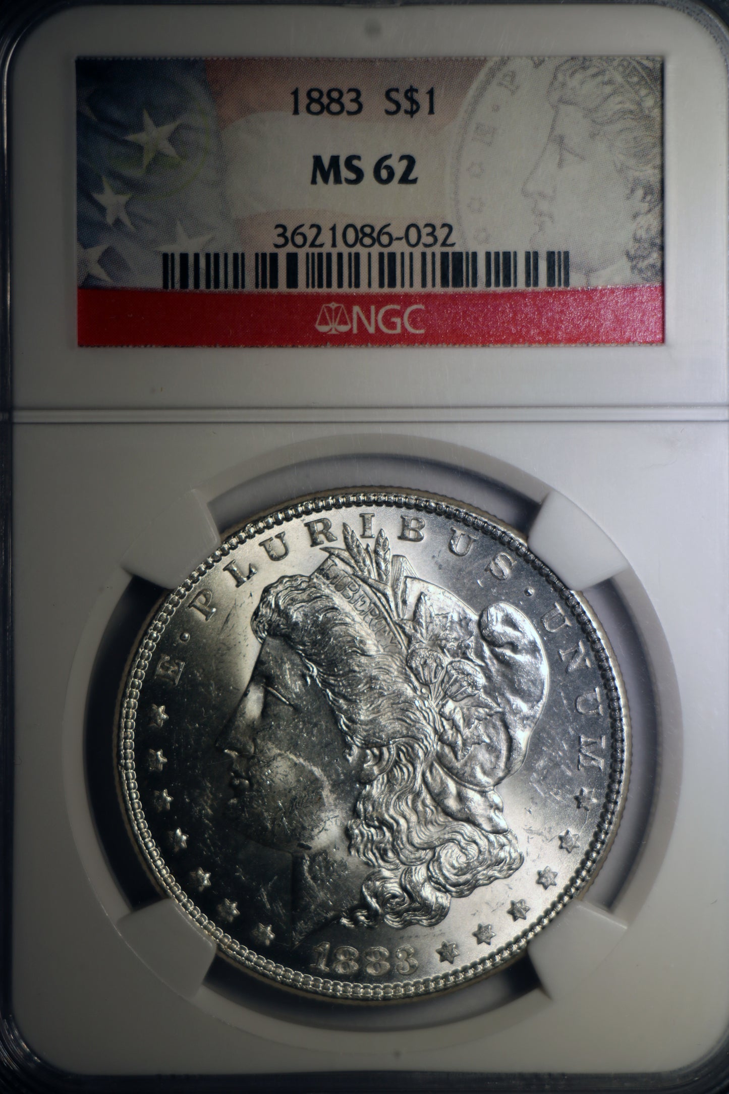1883 NGC MS62 Morgan Silver Dollar Gem Unc Red Label