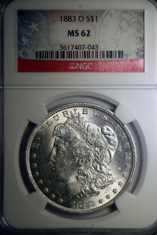 1883-O NGC MS62 Morgan Silver Dollar Gem Unc Red Label