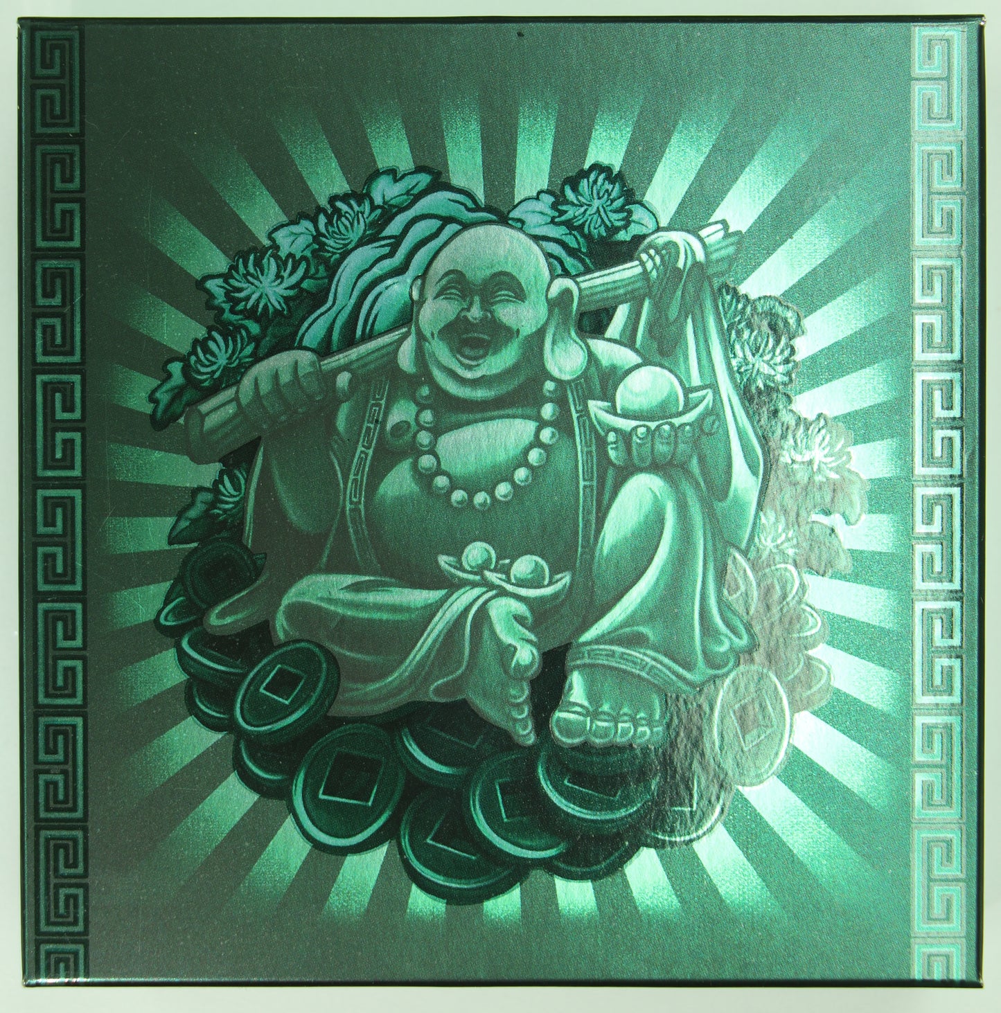 2019 MS70 Antiqued Tuvalu Silver Laughing Buddha 1oz S$1 OGP Incl. Buddha Label