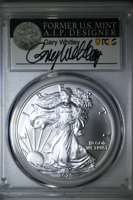 2020 PCGS MS70 Silver Eagle Hand Signed by Gary Whitley