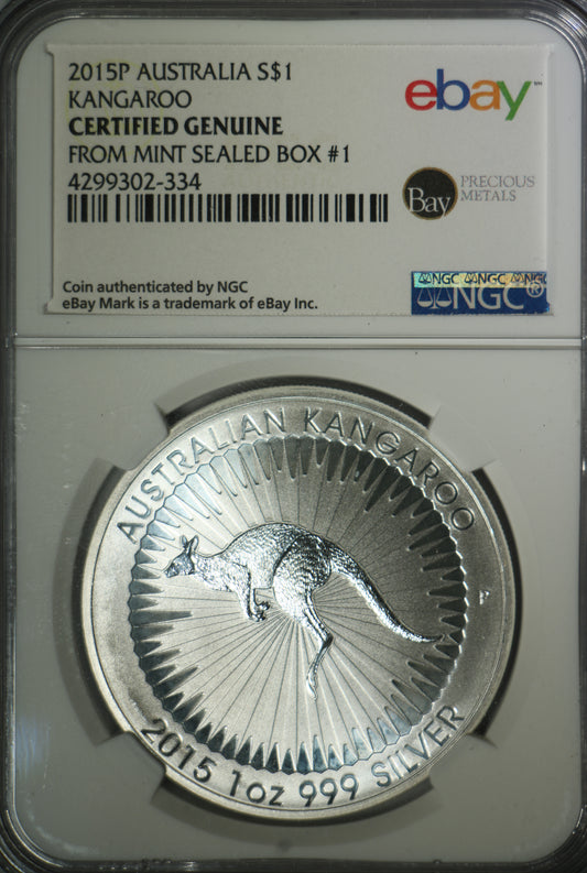 2015P NGC Australian Silver Kangaroo From Mint Sealed Box #1 eBay Label 1oz