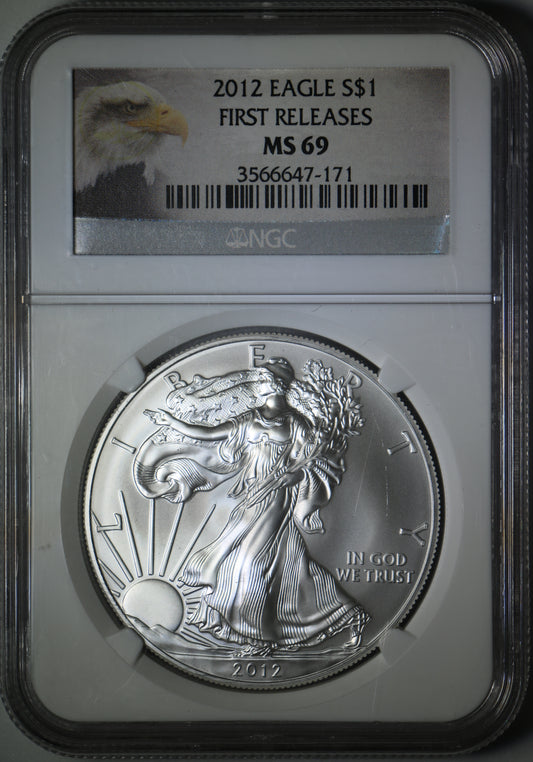 2012 MS69 NGC American Silver Eagle First Releases Eagle Label