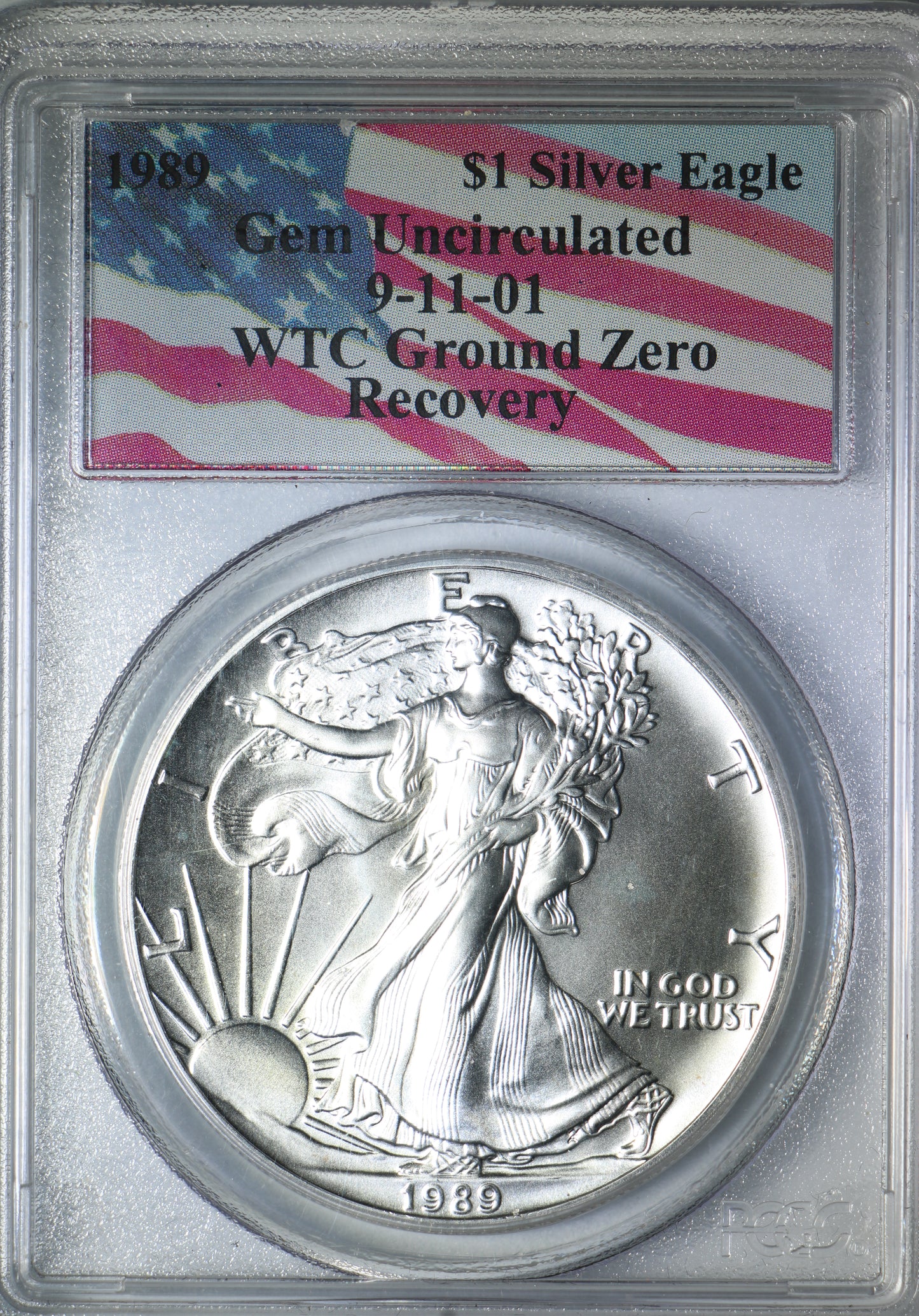 1989 Gem Uncirculated American Silver Eagle WTC Ground Zero Recovery 9-11-01