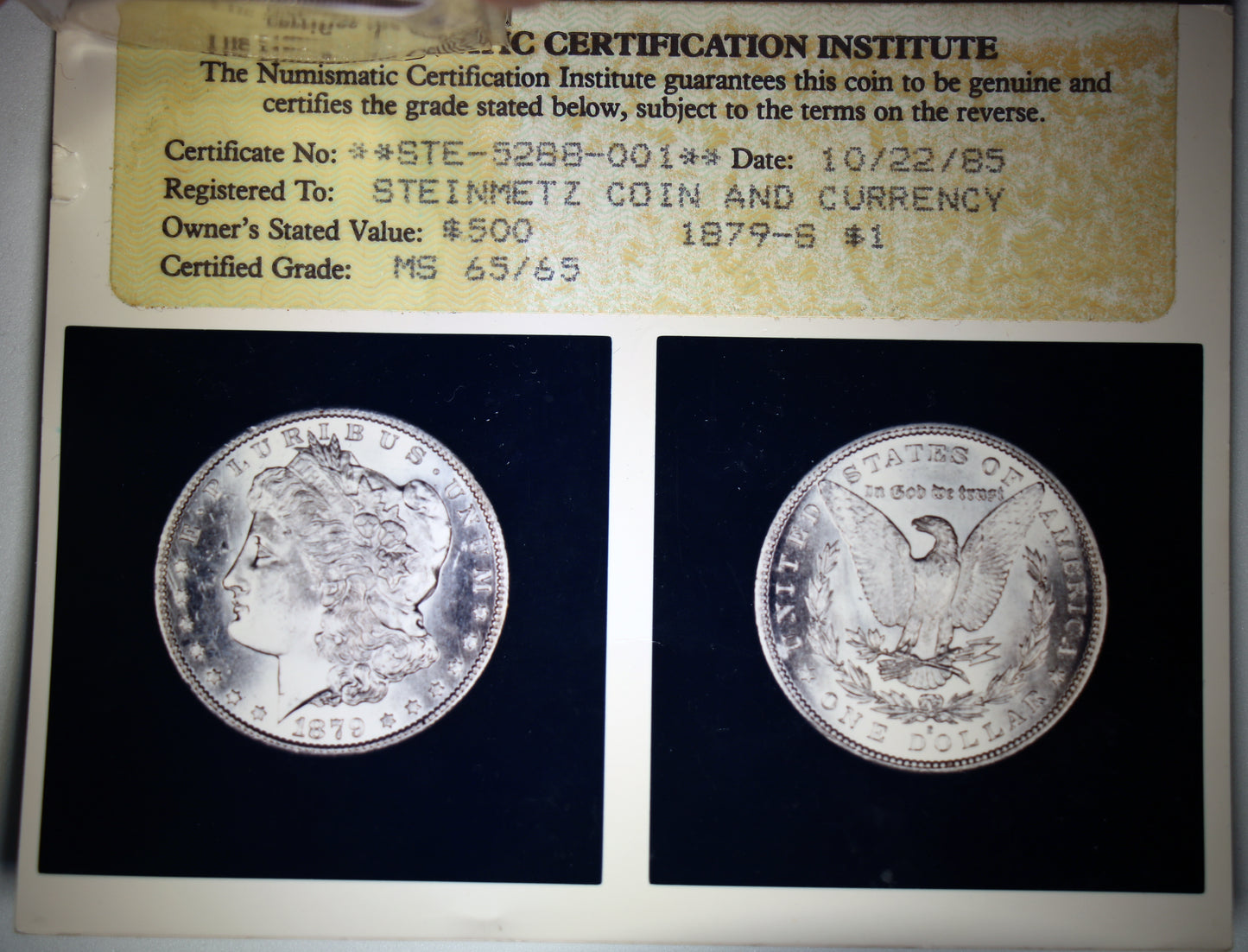 1879-S MS65 Vintage NCI Morgan Silver Dollar Graded in 1985