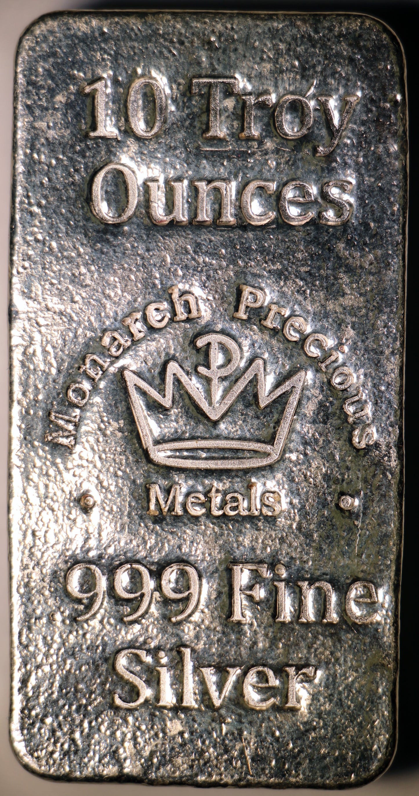 Monarch Precious Metals 10 Troy Ounce Poured Silver Bar .999 Fine