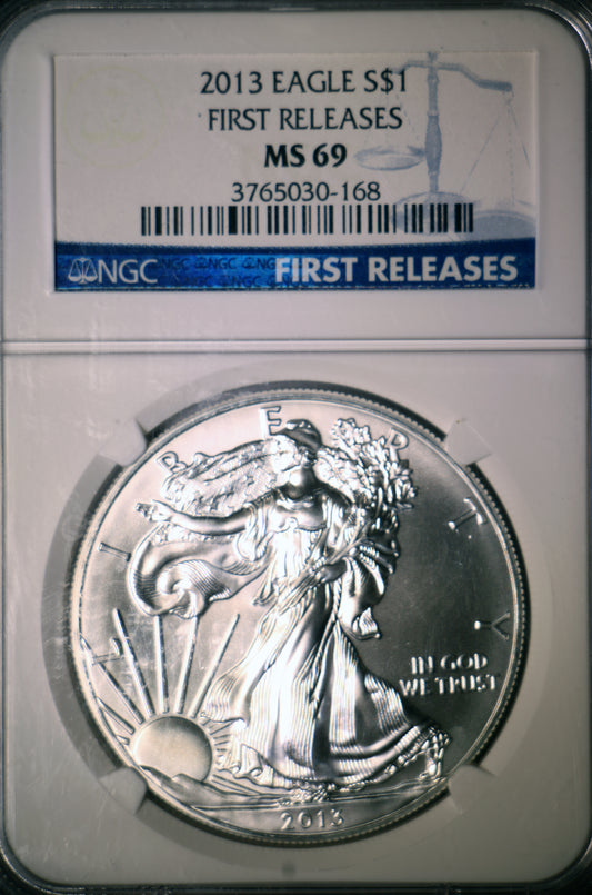 2013 NGC MS69 American Silver Eagle First Releases Blue Label