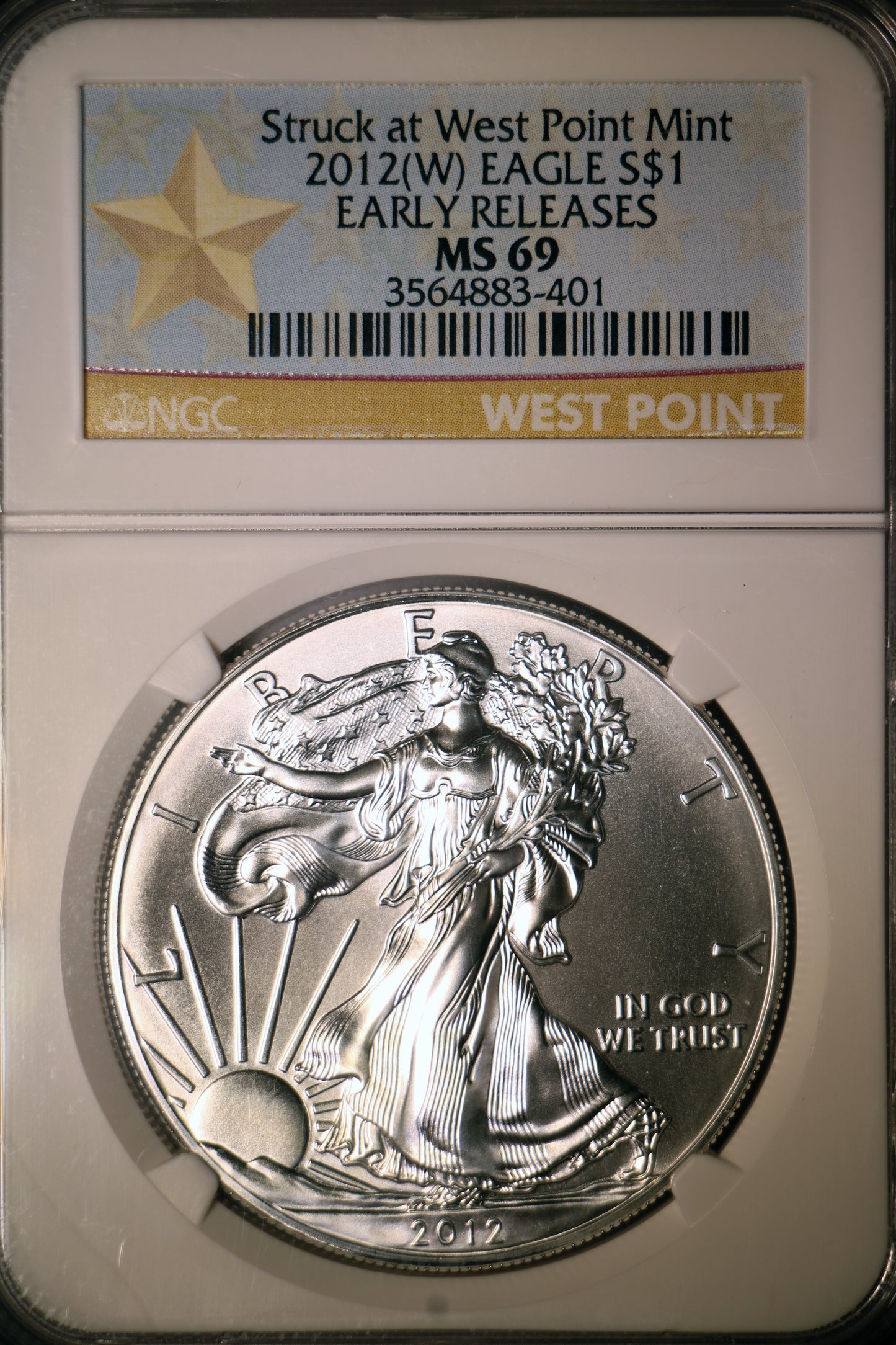 2012(W) NGC MS69 American Silver Eagle Early Releases Struck at West Point Mint