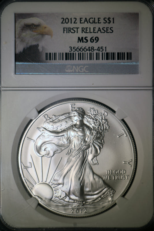 2012 NGC MS69 American Silver Eagle First Releases Eagle Label