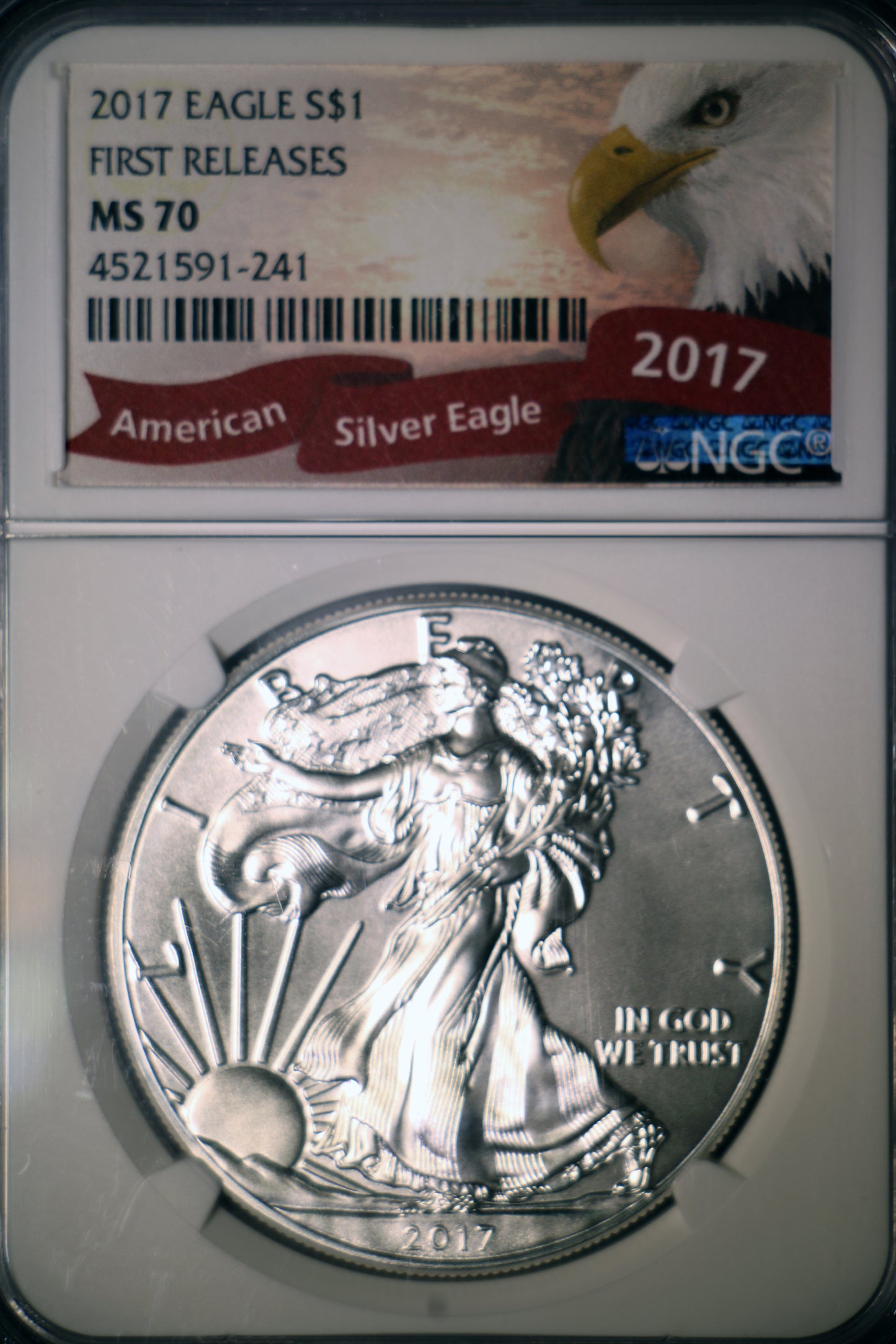 2017 NGC MS70 American Silver Eagle First Releases Eagle Label