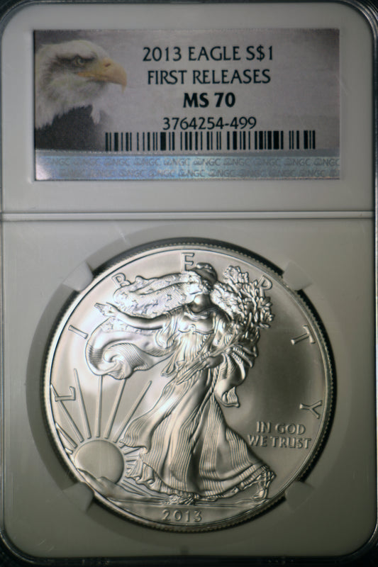 2013 NGC MS70 American Silver Eagle First Releases Eagle Label