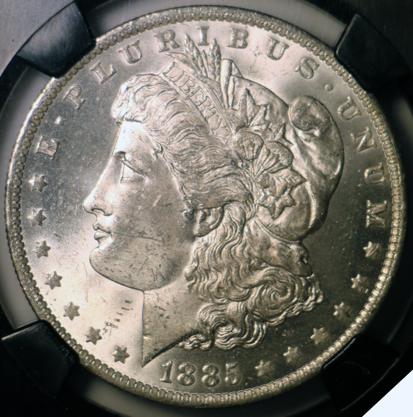 1885-O NGC MS64 Morgan Silver Dollar Gem Unc Black Core 25th Anniversary Label