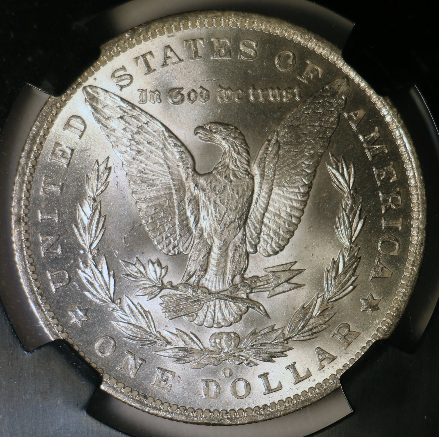 1885-O NGC MS64 Morgan Silver Dollar Gem Unc Black Core 25th Anniversary Label