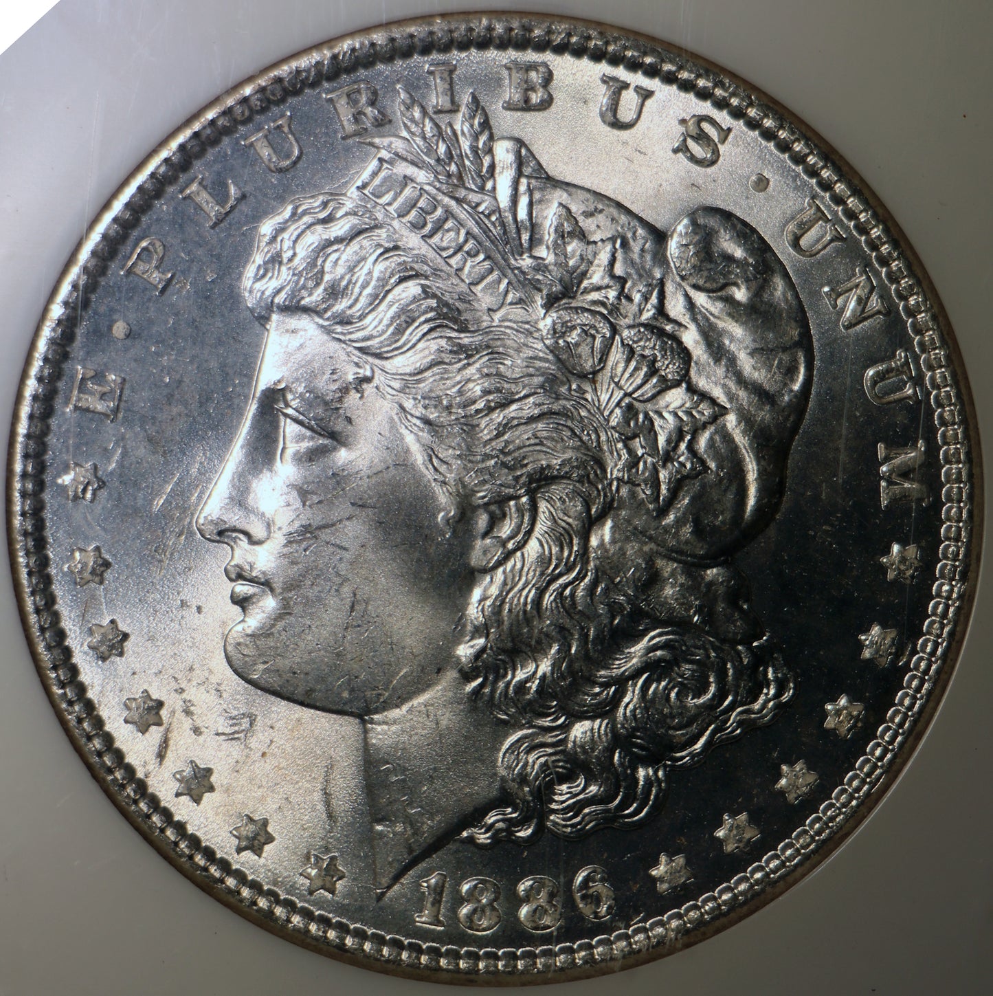1886 NGC MS63 Morgan Silver Dollar Gem Unc Old Fatty Holder