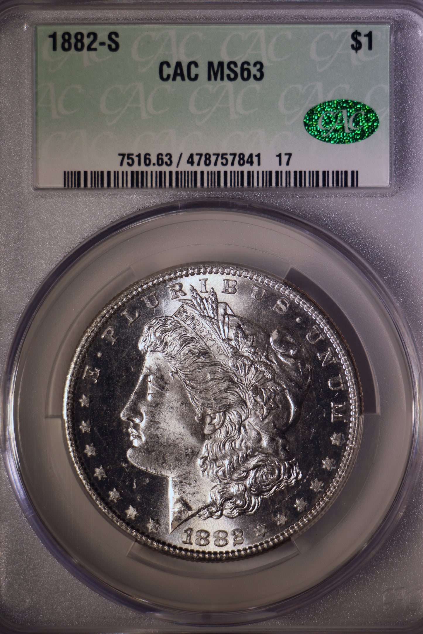 1882-S CAC MS63 Morgan Silver Dollar